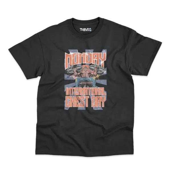 T-Shirt_ Bodybuilding_ Black_ International Chest Day