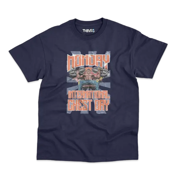 T-Shirt_ Bodybuilding_ Navy_ International Chest Day