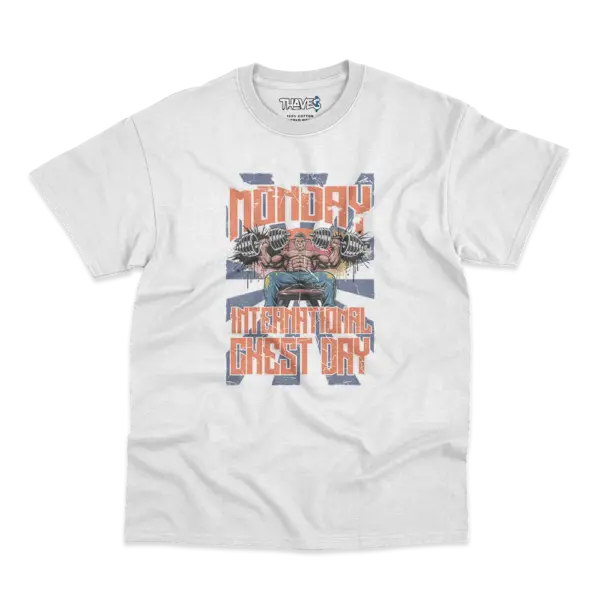 T-Shirt_ Bodybuilding_ White_ International Chest Day V2